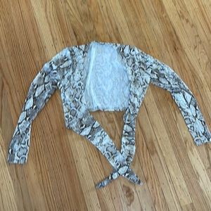 Snake skin wrap around long sleeve top